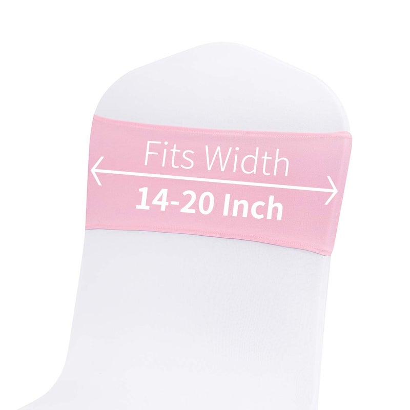Peomeise 100pcs Pink Spandex Chair Sashes with Buckle Slider for Wedding, Party Decoration - Image 5